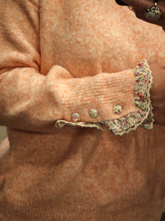 Pull manches fleuries