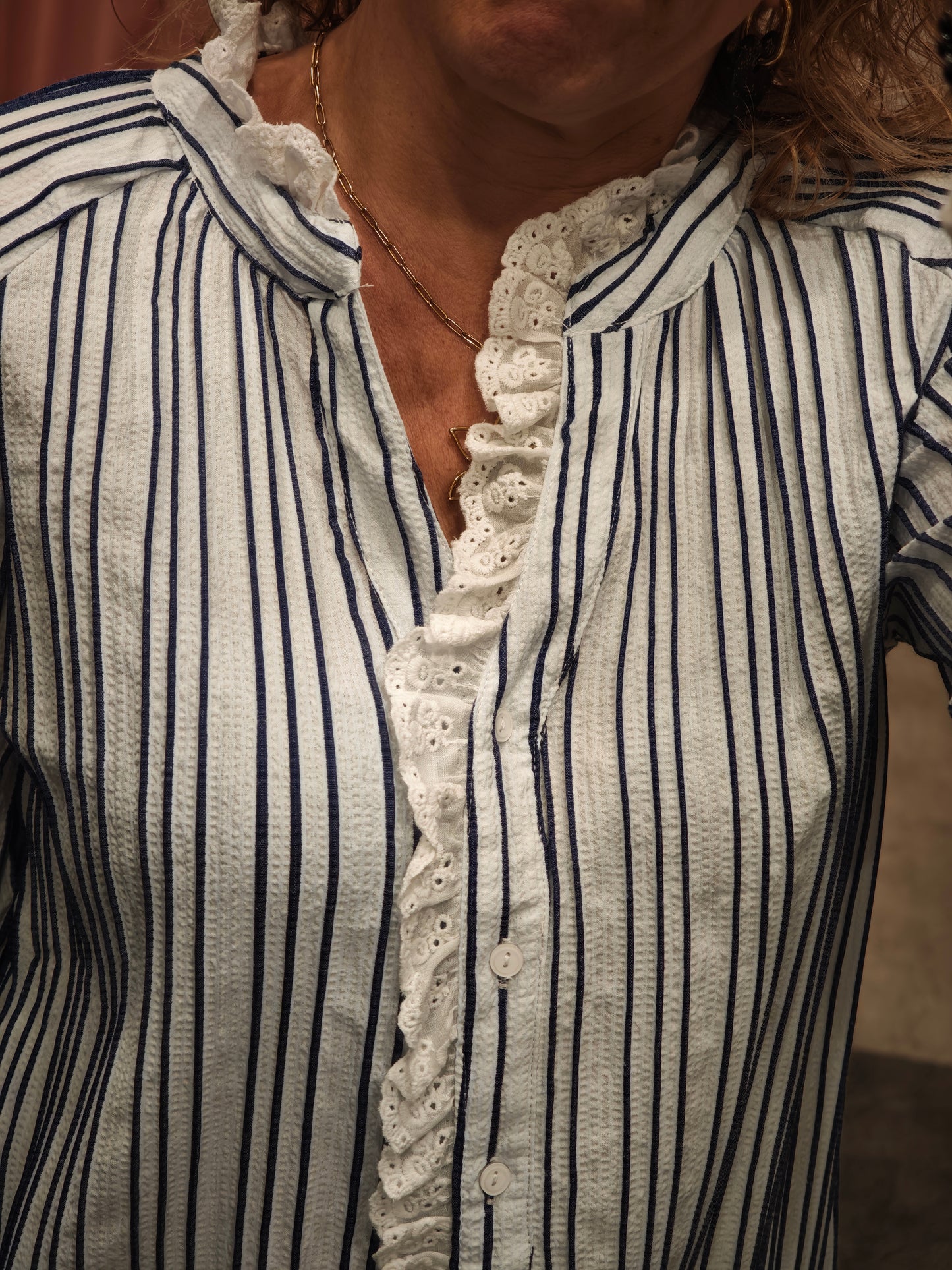 Blue and white striped shirt