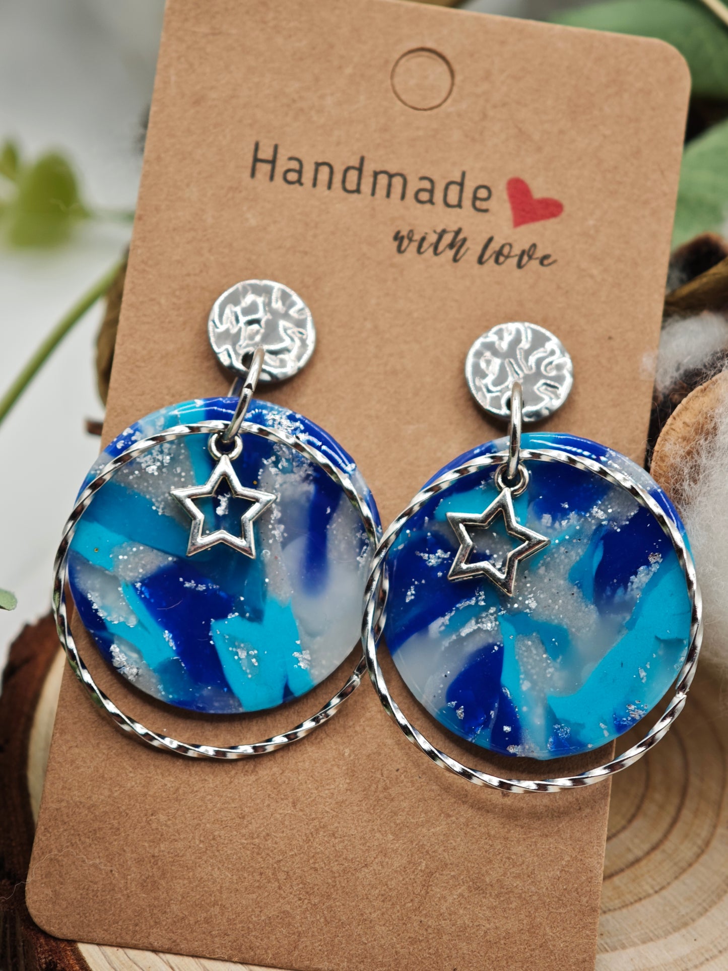 Blue star earring