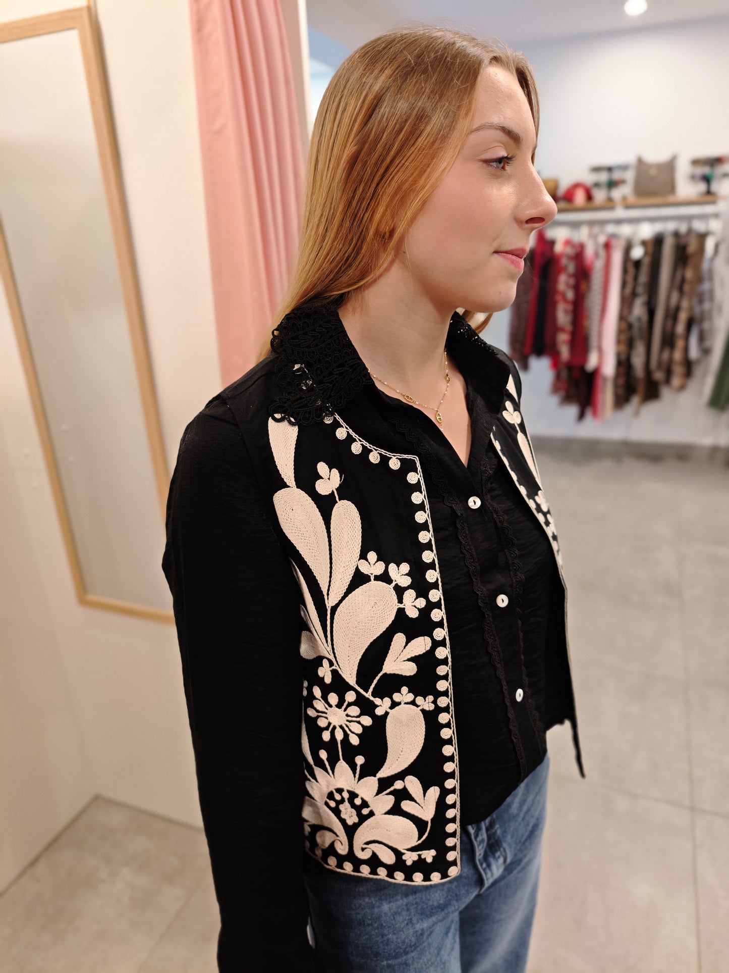 Embroidered black bolero