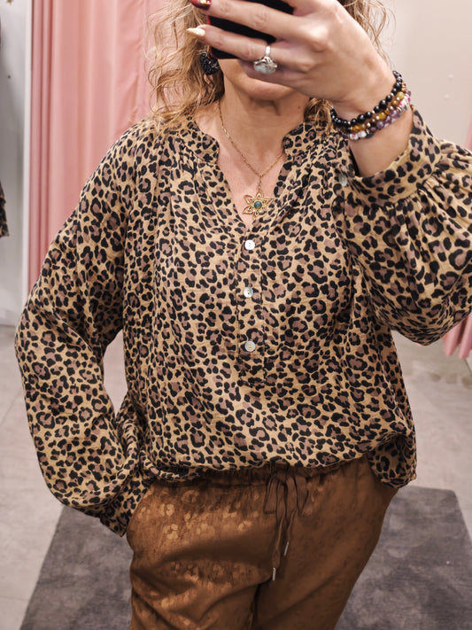 Chemise léopard camel ample