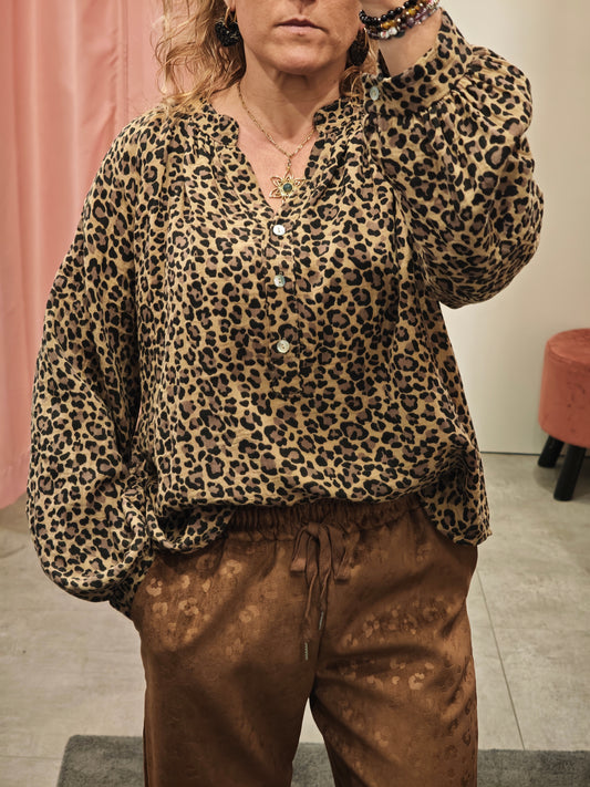 Chemise léopard camel ample
