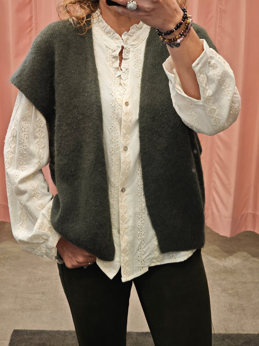 Khaki sleeveless vest