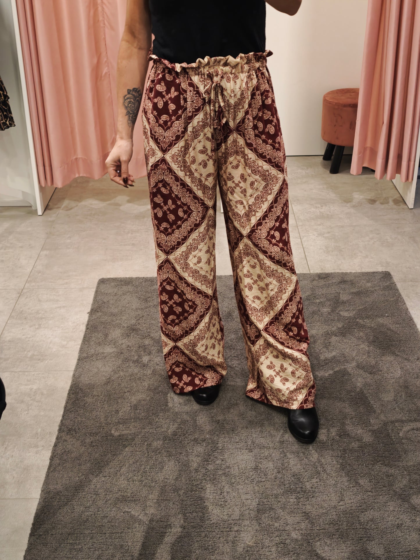 Pantalon fluide bordeaux