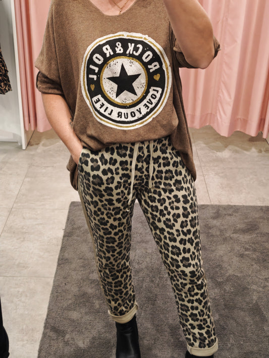 Pantalon léopard beige