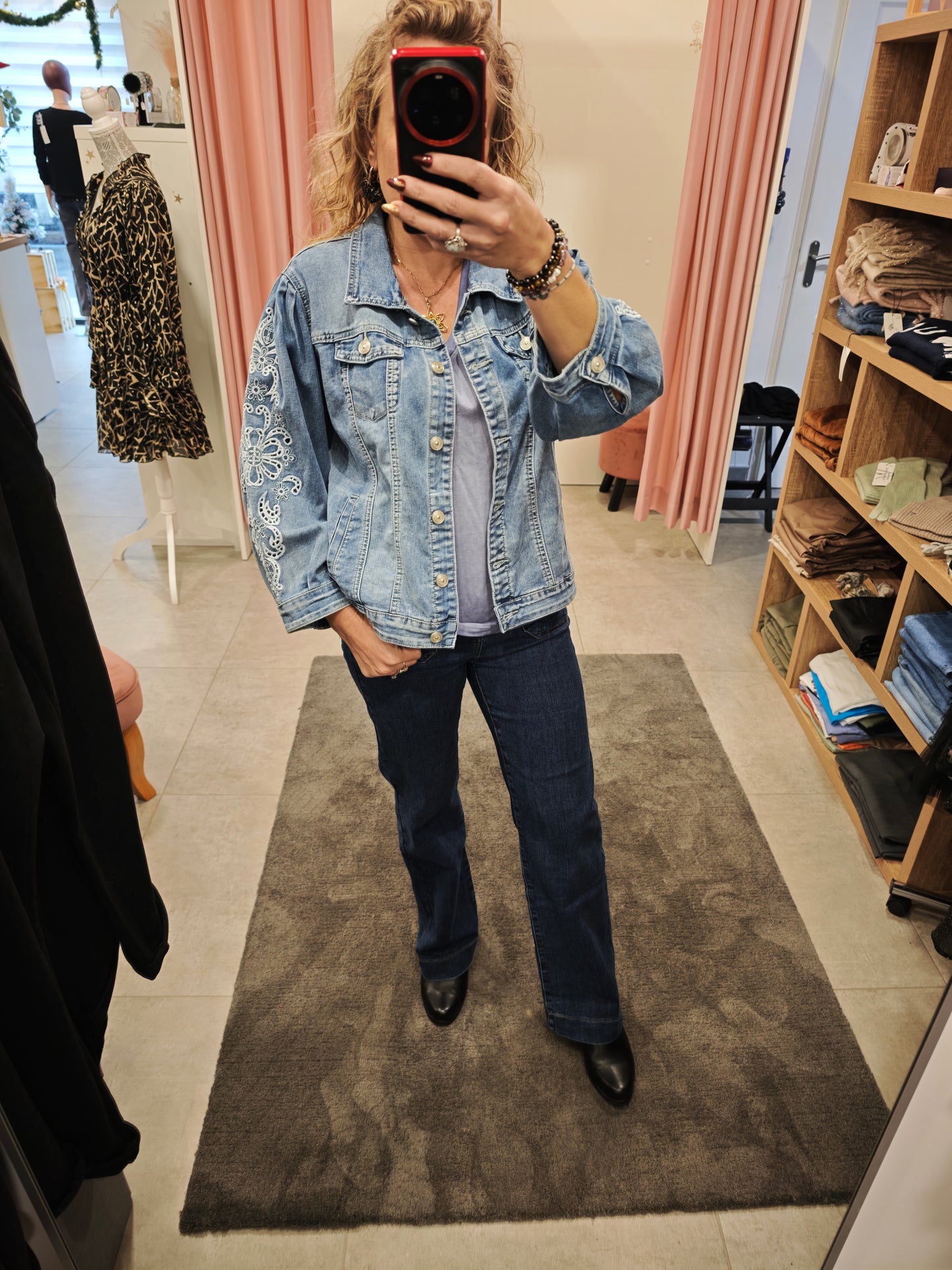 Veste jean borderie