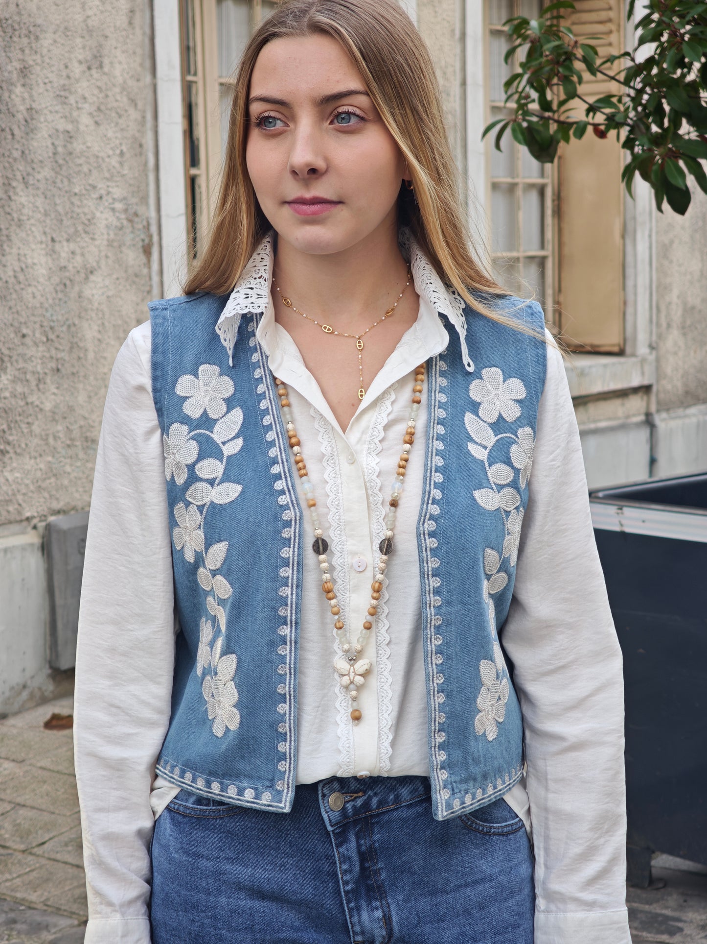 Boléro jean brodé