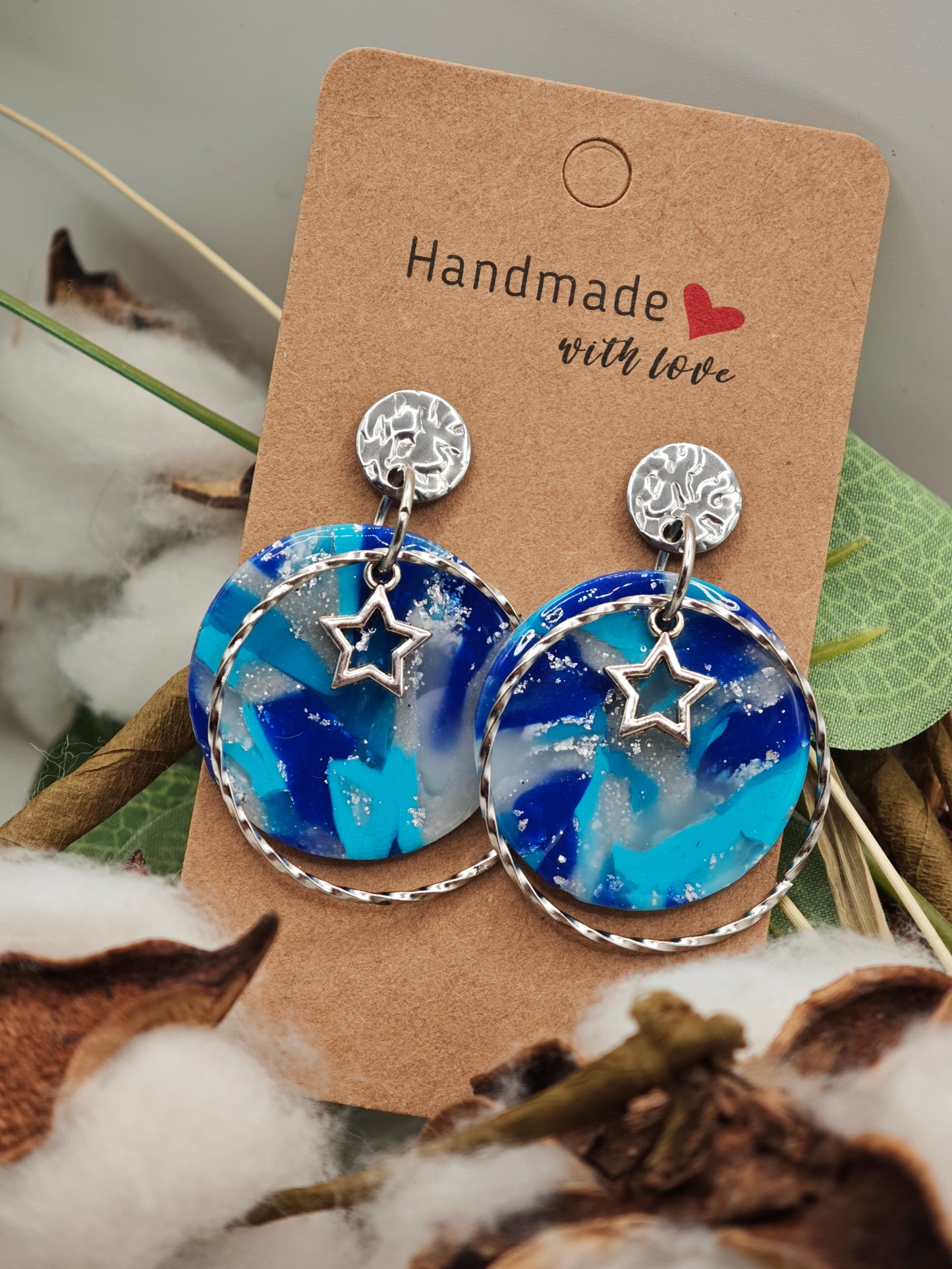 Boucle d'oreille bleu étoile