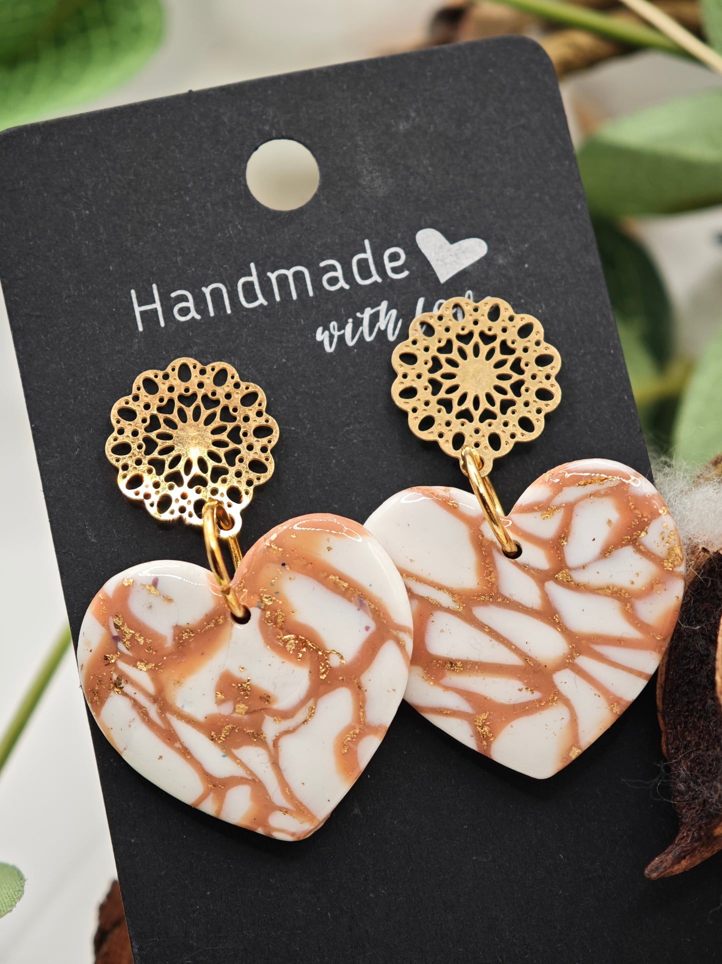 Handmade heart earrings