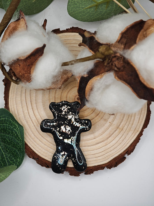 Broche nounours noir or