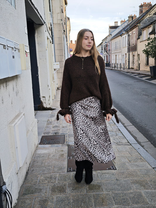 Jupe satinée léopard
