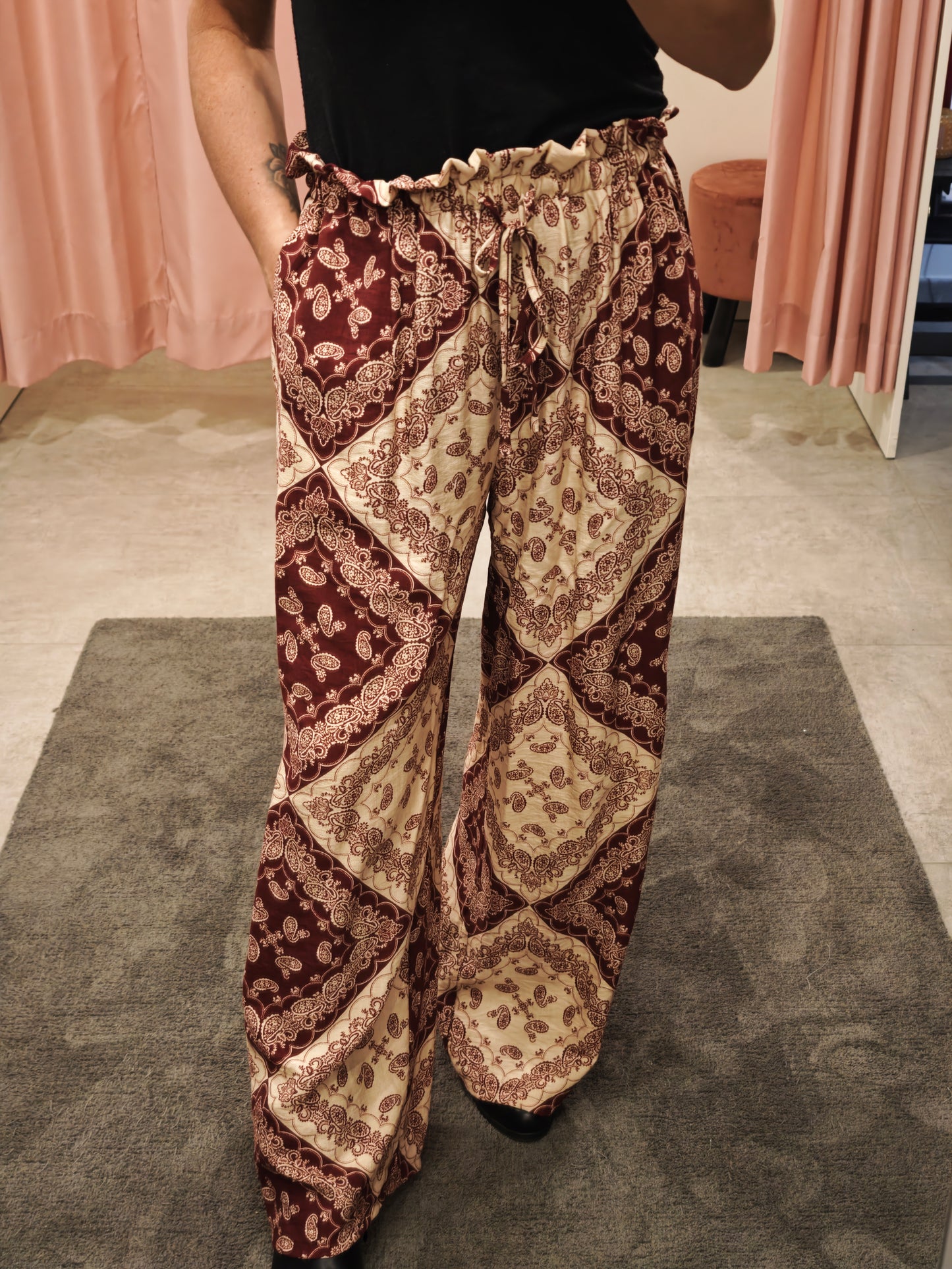 Pantalon fluide bordeaux