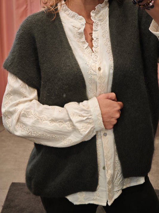 Khaki sleeveless vest