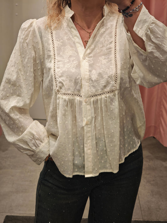 Blouse écrue brodée