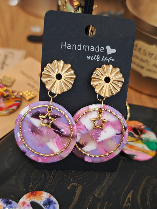 Boucle d oreilles artisanales roses