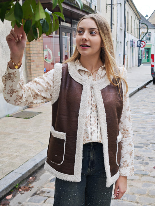 Veste sans manches façon Suédine & doublure sherpa