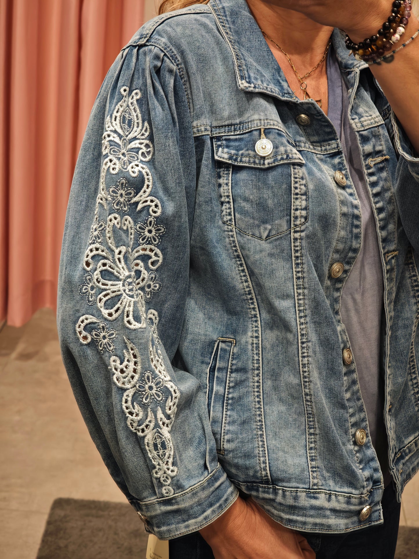 Veste jean borderie