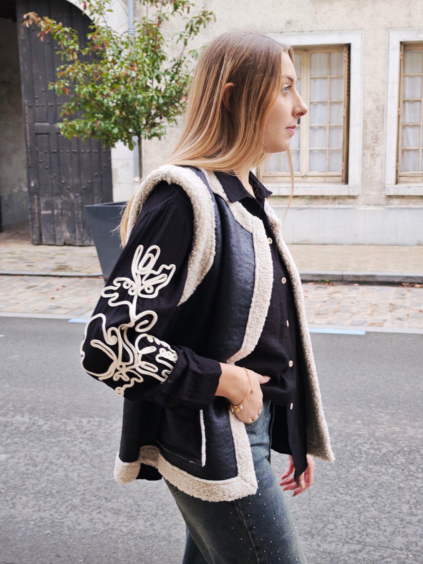 Veste sans manches façon Suédine & doublure sherpa