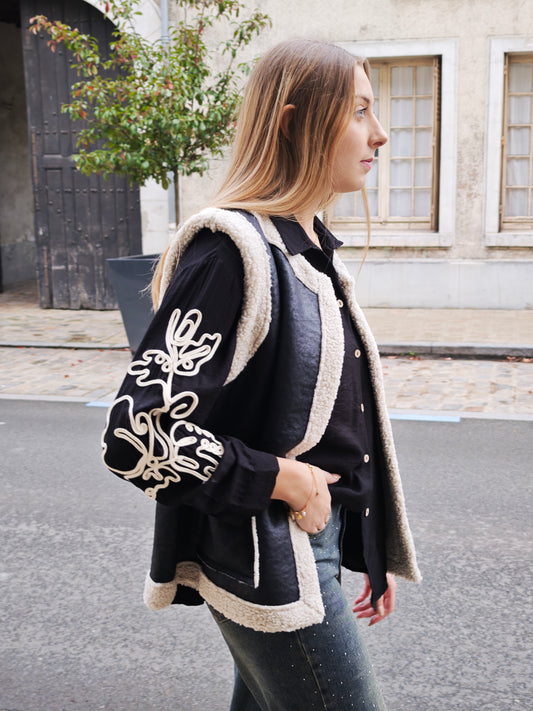 Veste sans manches façon Suédine & doublure sherpa