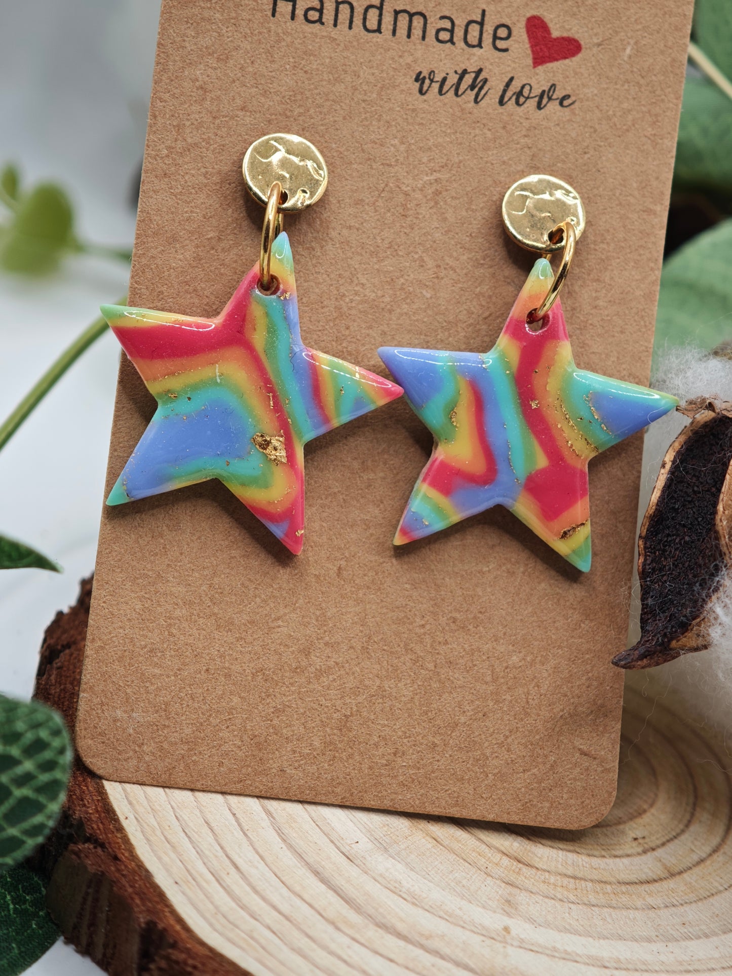 Boucle d'oreille étoiles multicolores