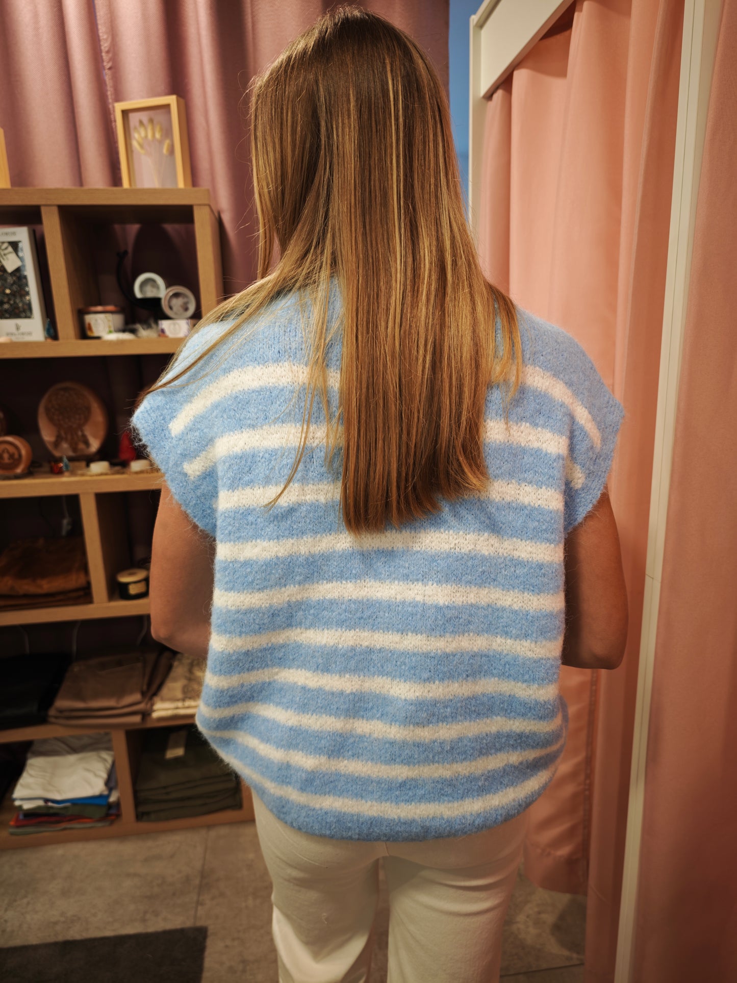 Pull sans manche bleu