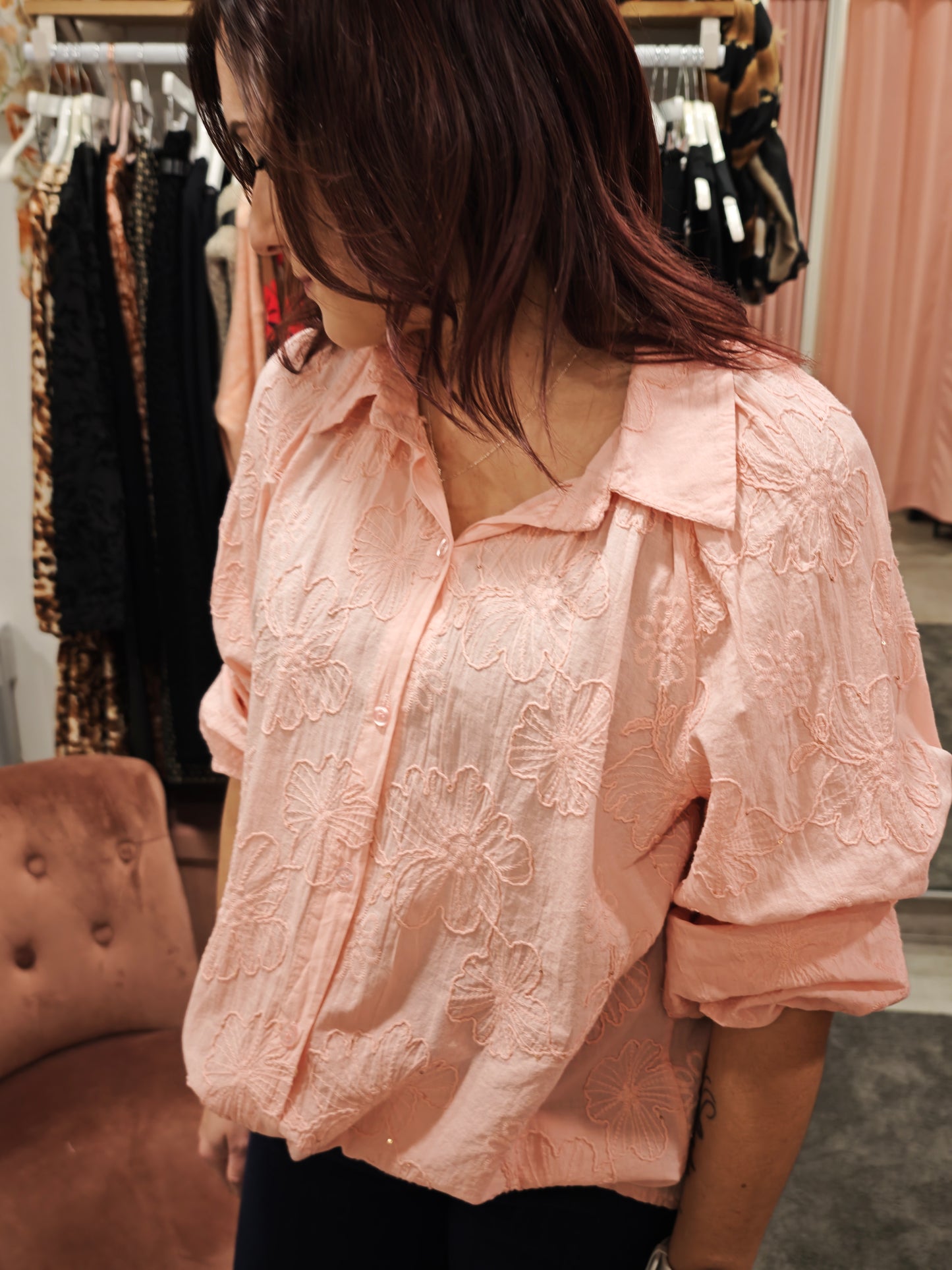 Chemise broderie fleurs différents coloris