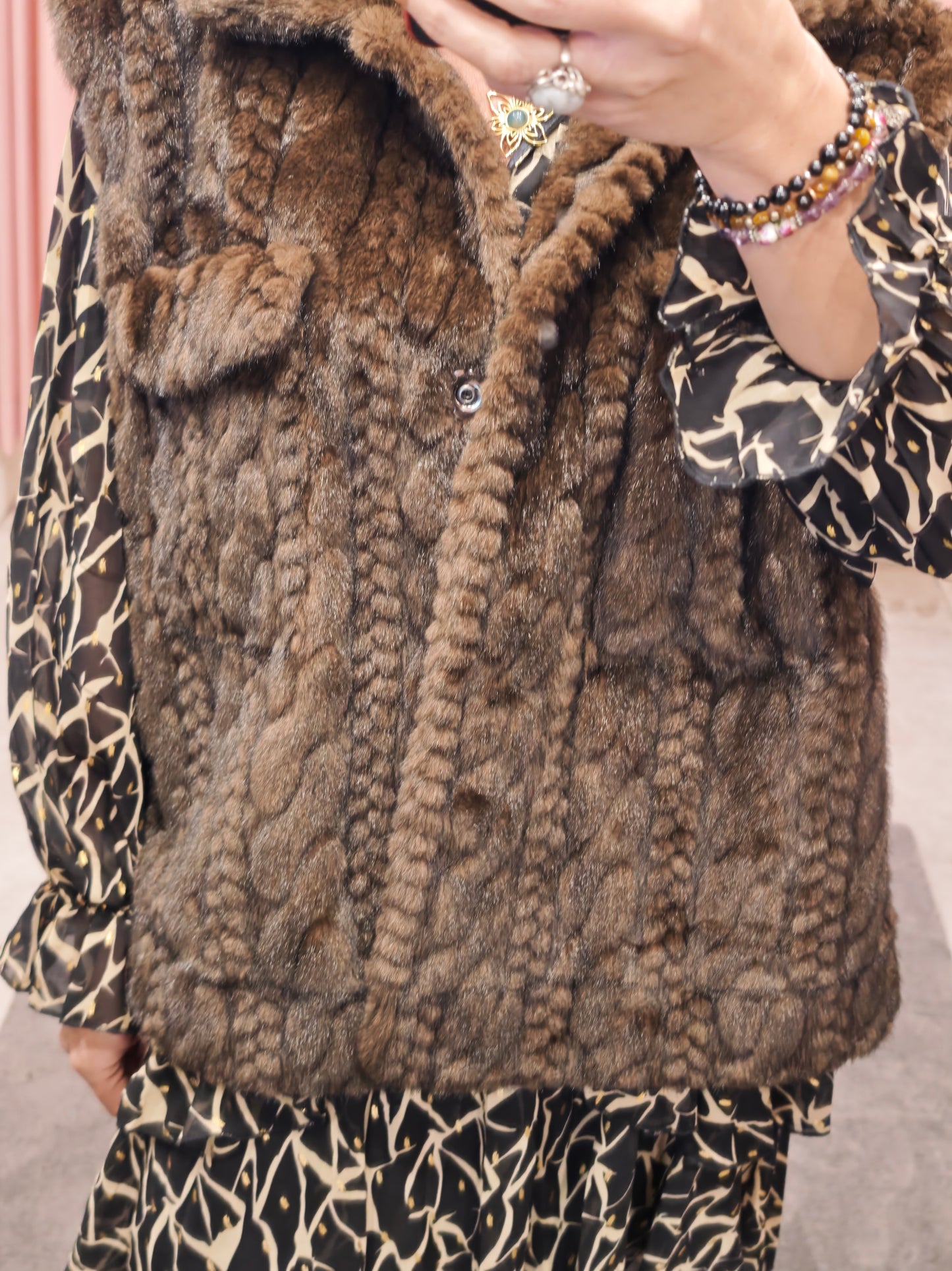 Sans manche fourrure