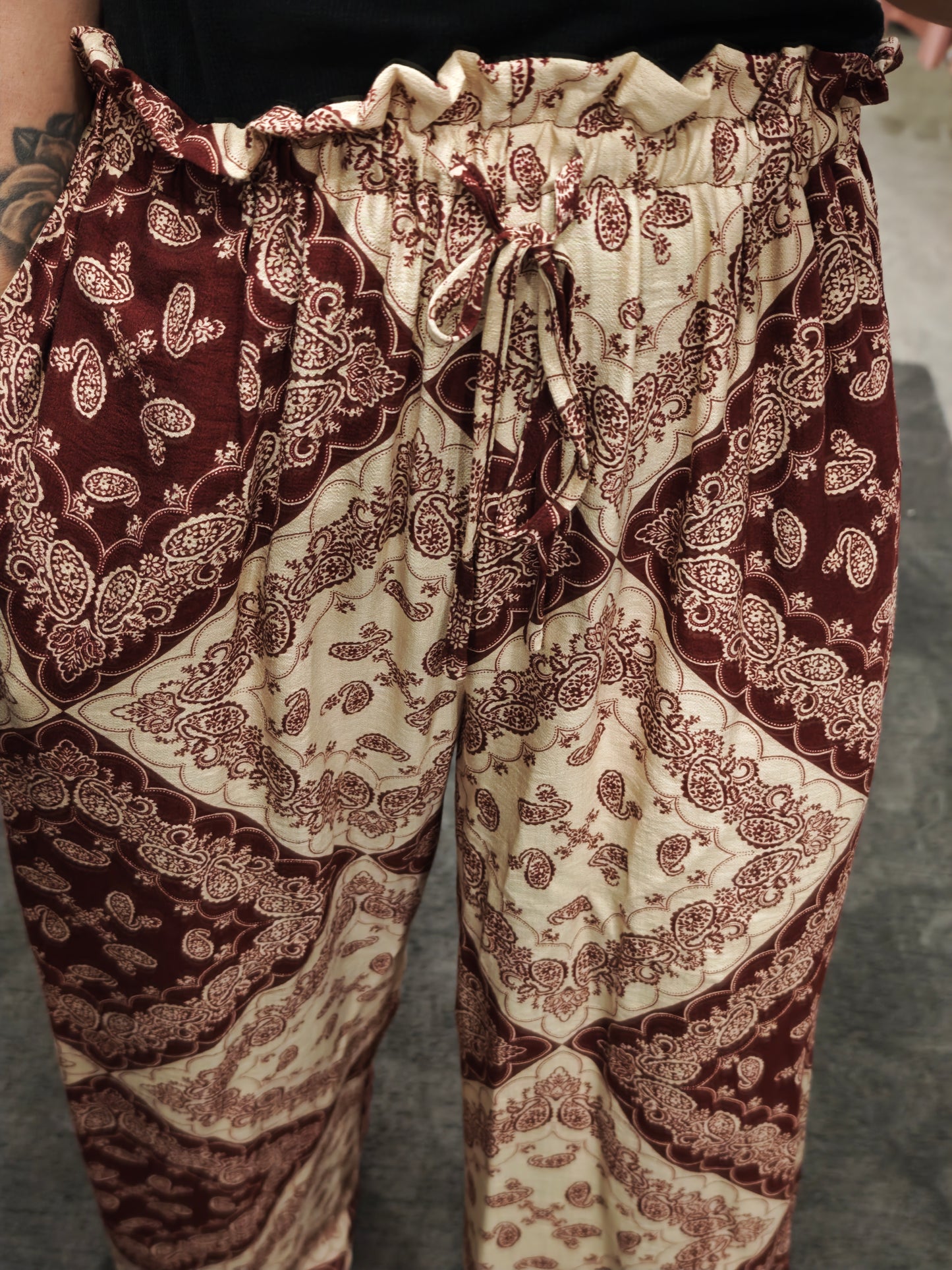 Pantalon fluide bordeaux