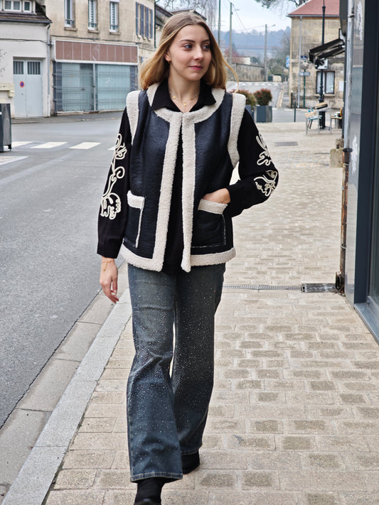 Veste sans manches façon Suédine & doublure sherpa