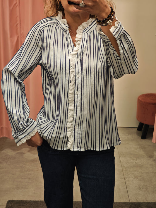 Chemise rayée bleu et blanche