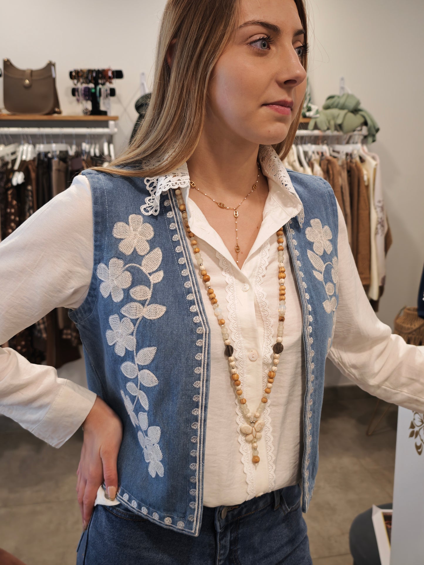 Boléro jean brodé